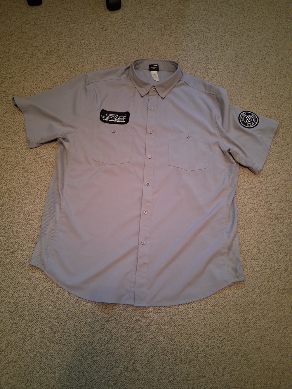 Harley Davidson Men's Short-Sleeve Work Shirt - Light Gray